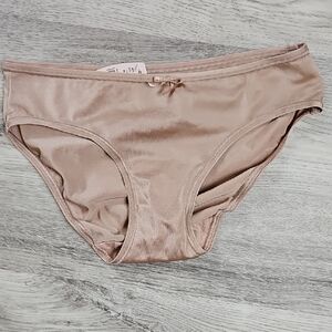 Victoria's Secret Tan Satin Panties NWT Angels Small Wide Side Bikini
